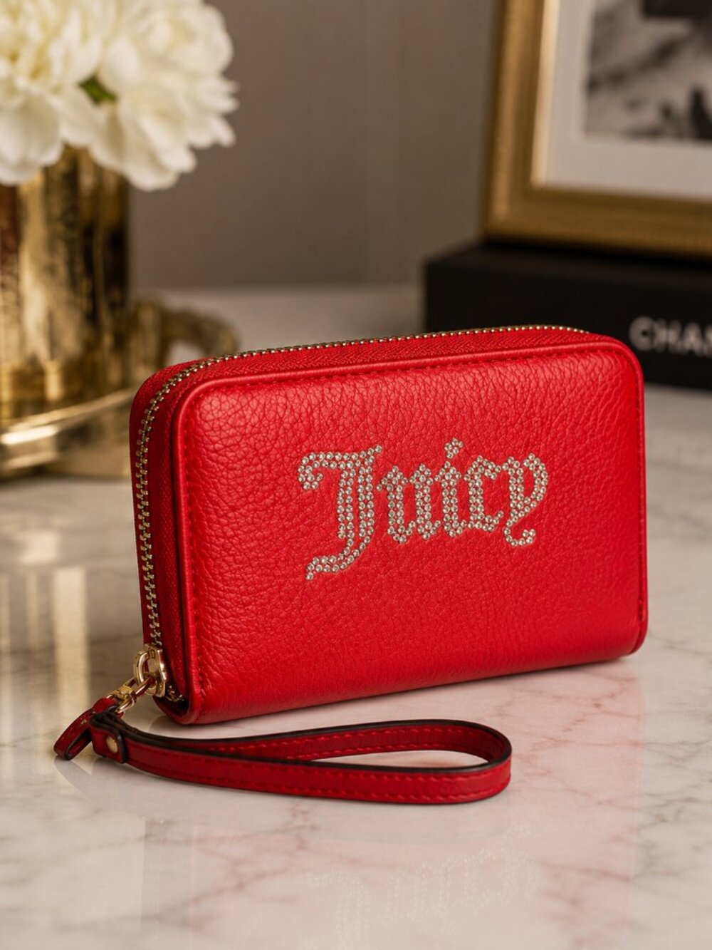 Juicy Couture Breaking the Rules Double Zip Rhinestone Wallet NWT